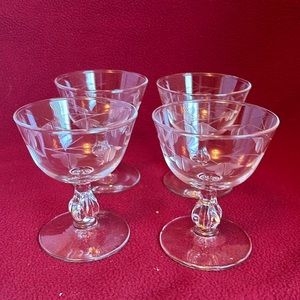 Vintage Crystal Etched Cocktail Glasses